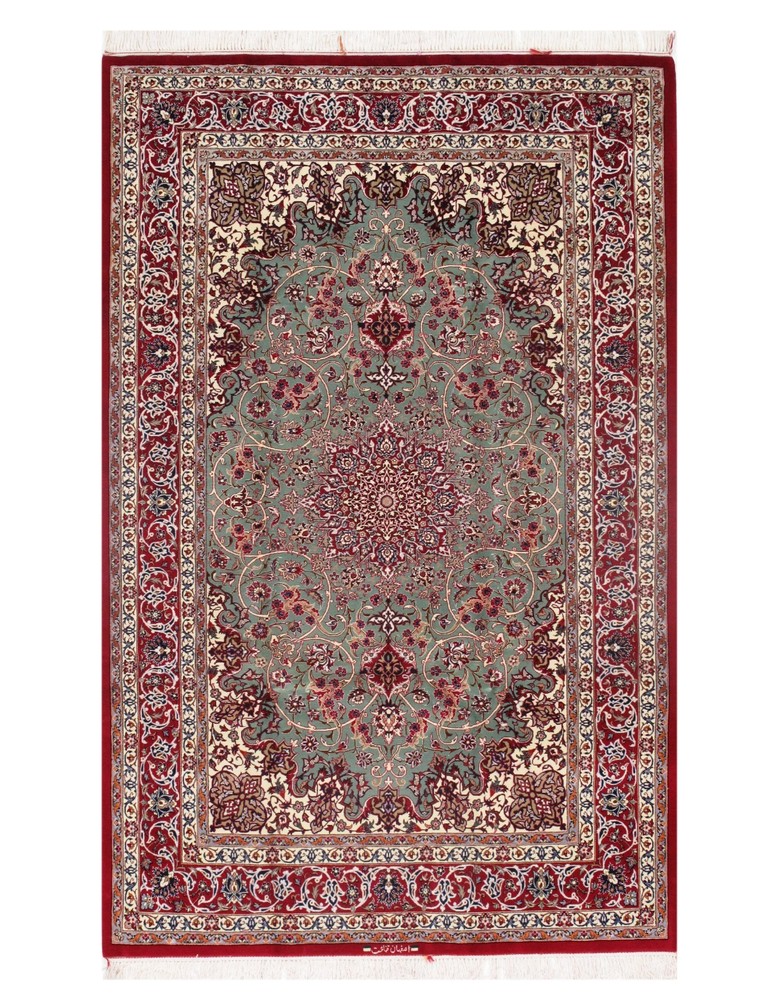 Light Green Authentic Silk & wool rug 5' X 8'