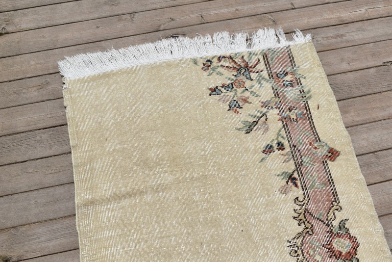 Turkish Rug 31''x62'' Oushak Light Muted Color Primitive 2x5 Rug Carpet 81x158cm gallery