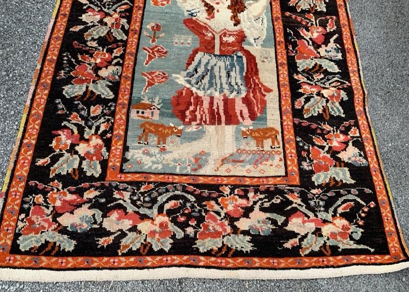 Antique Caucasian Karabagh Pictorial Rug Circa 1939’S Size 4.2x6.5 Ft gallery