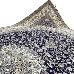 Auth: Vintage Nayin Rug Fine Silk & Wool HUGE Palatial Orientalist Blue 16×25