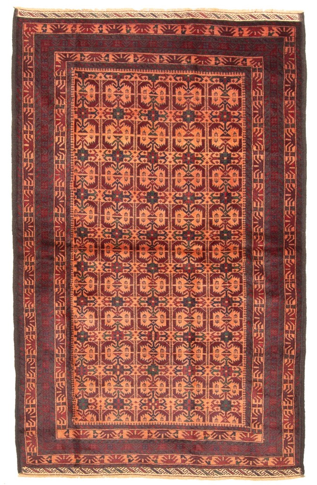 Vintage 4'3" x 6'8" Traditional Hand Knotted Vegetable Dye Wool Area Rug