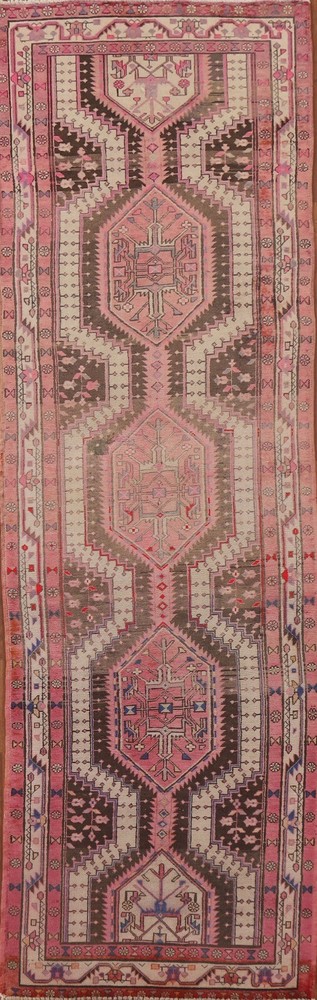 Vintage Geometric 13 ft. Long Runner Rug Hand-knotted Traditional Wool 4x13