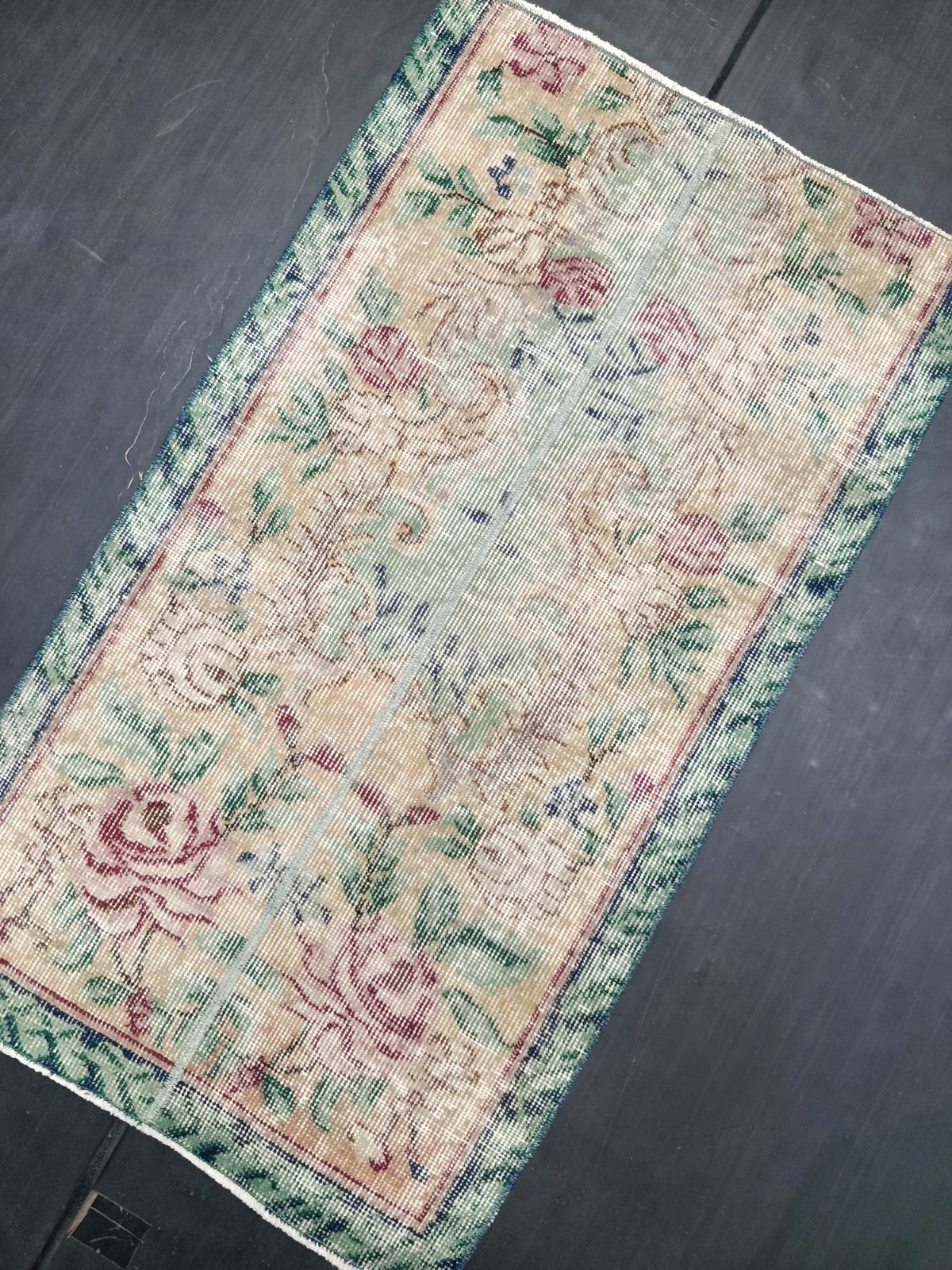 Multicolor Antique Turkish Handmade Rug, 2.1x3.8ft, Old Vintage Patchwork Rug, gallery