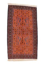 Tribal Antique Birds Afghan 3′ 8″ x 6′ 7″ Orange Hand Knotted Area Rug