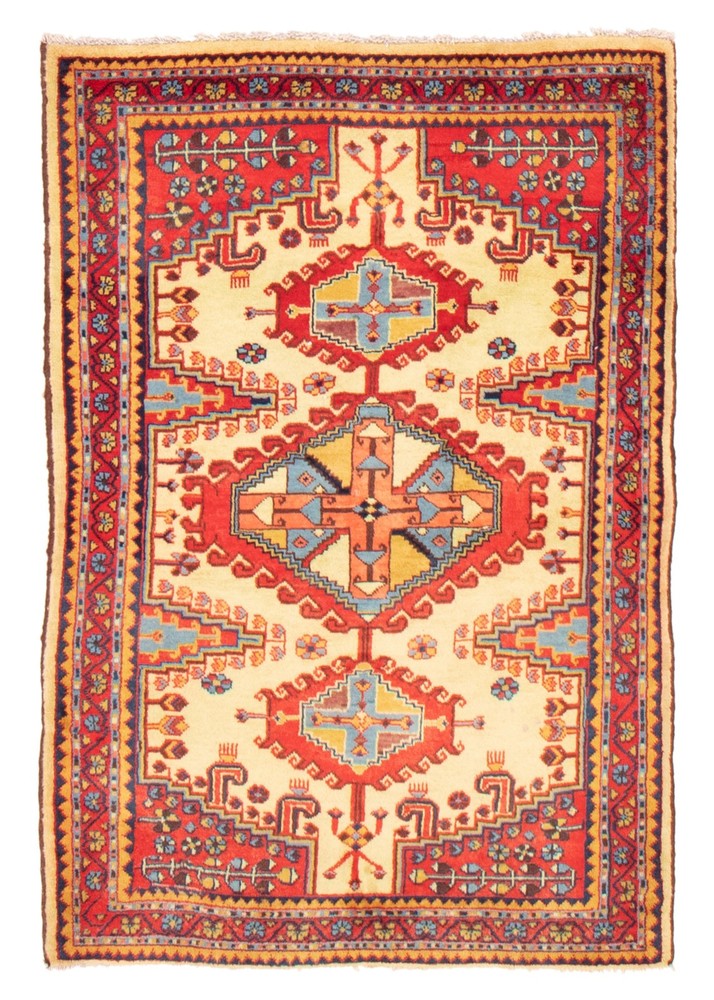 Traditional Vintage Hand-Knotted Area Rug 3'7" x 5'4" Oriental Wool Carpet