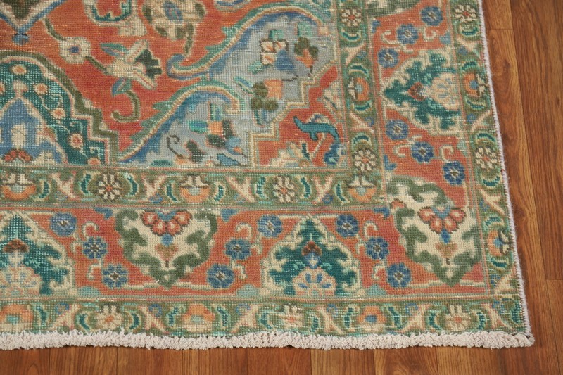 Traditional Rust/ Green Wool Hand-knotted Over-Dyed Vintage Rug 5x6 Carpet gallery