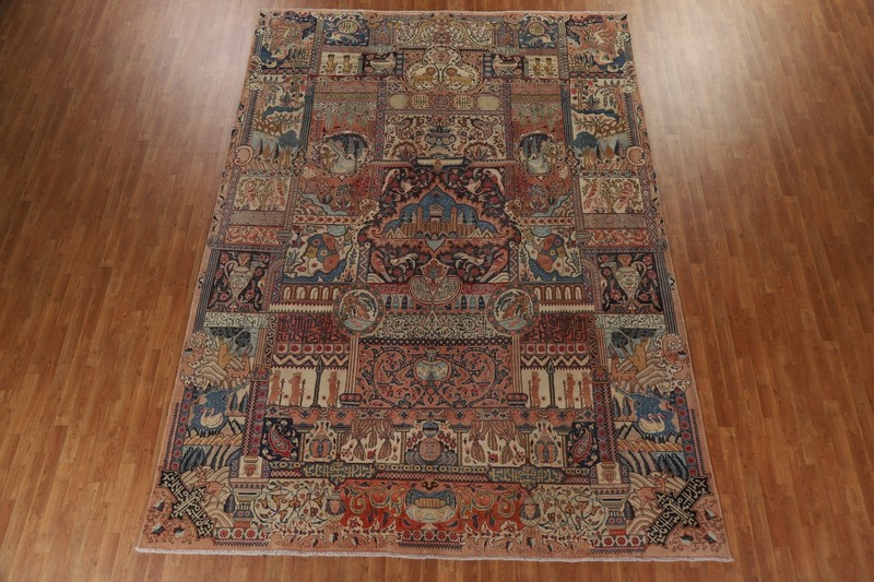 Vegetable Dye Pictorial Kashmar Area Rug 9x13 Wool Handmade Dining Room Carpet gallery