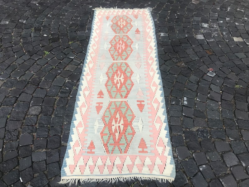 2.8 x 8 Ft Turkish Vintage Kilim, Handmade Wool Kilim, Bohemian Kilim Runner Rug gallery
