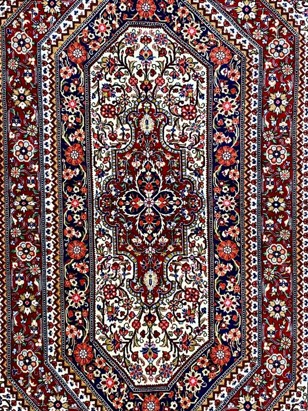 Burgundy Gold Rug 5x7 Very Fine Authentic Carpet Wool Handmade Semi Antique Quum gallery