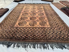 Antique Hand Knotted Terracotta Rug 7×10 Beige Neutral Afghan Tribal Area Carpet