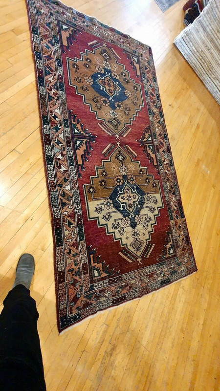 Bohemian Antique Cr1940-1950's Wool Pile Natural Dye Oushak Area Rug 5×9ft gallery