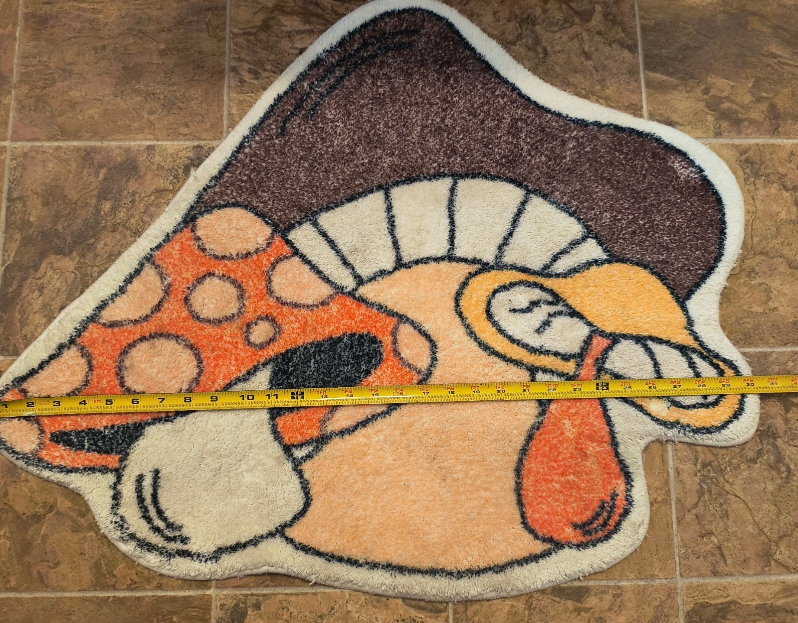 Plush Vintage Mushroom Rug Merry Mushrooms 70's style 25x30 gallery