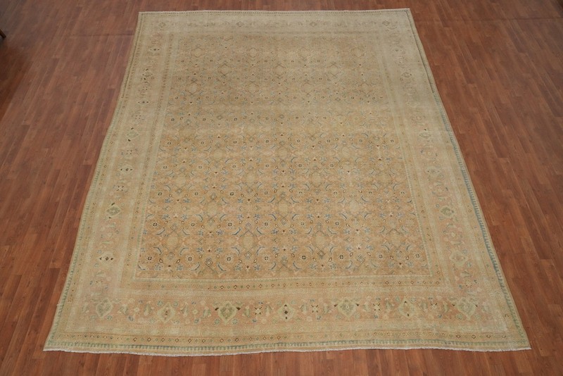 Antique Muted Rust Traditional Hand-knotted Vegetable Dye Room Size Rug 10x13 gallery
