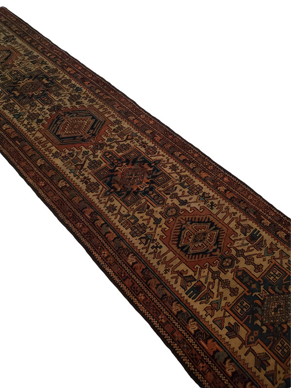 Dark KAREJE runner, Multi-Medallion Beige Dark Red - 2'11" x 11'6" gallery