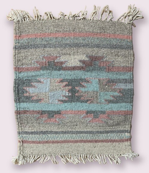 Southwest Vintage Authentic Mexican Hand-Woven Rugs Table Runner Decor 14 x 12” gallery