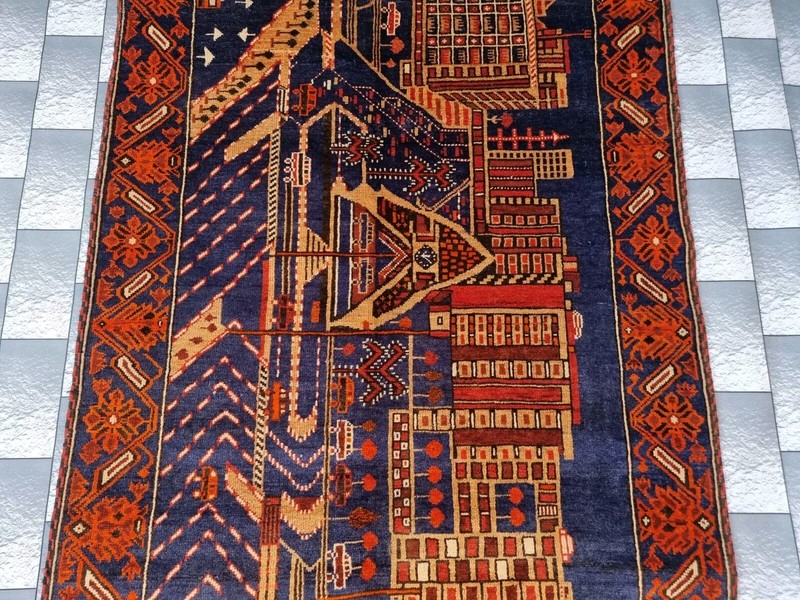 Handmade Afghan Vintage Rug Historical Rug Wool Area Rug Size 157x195 cm gallery