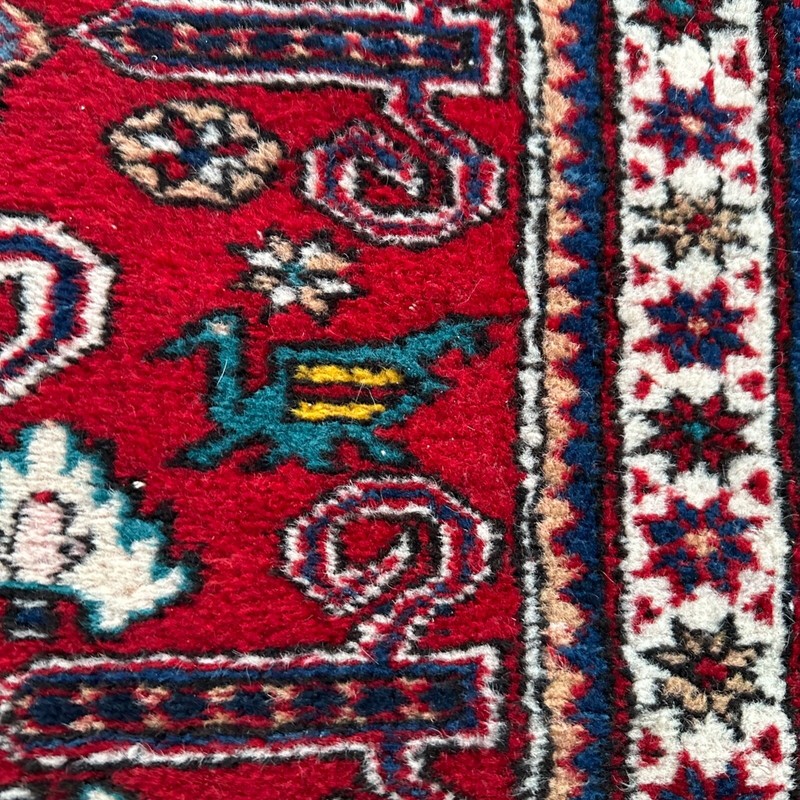 Vintage Perisan Runner Rug -86"x28" MultiColor Red Blue White Camel Wool gallery