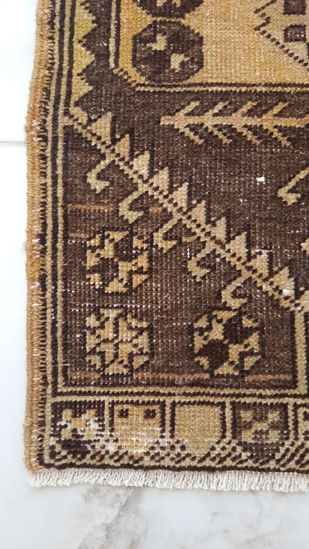 Brown Traditional Geometric Rug Vintage Decor Rug Kitchen Rug Natural Wool Rug gallery