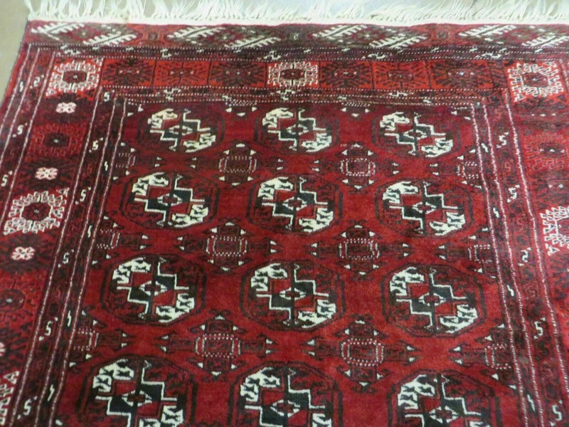 4' 5" X 5' 7" Semi Antique Handmade Afghan Yamud Turkoman Bokhara Wool Rug gallery