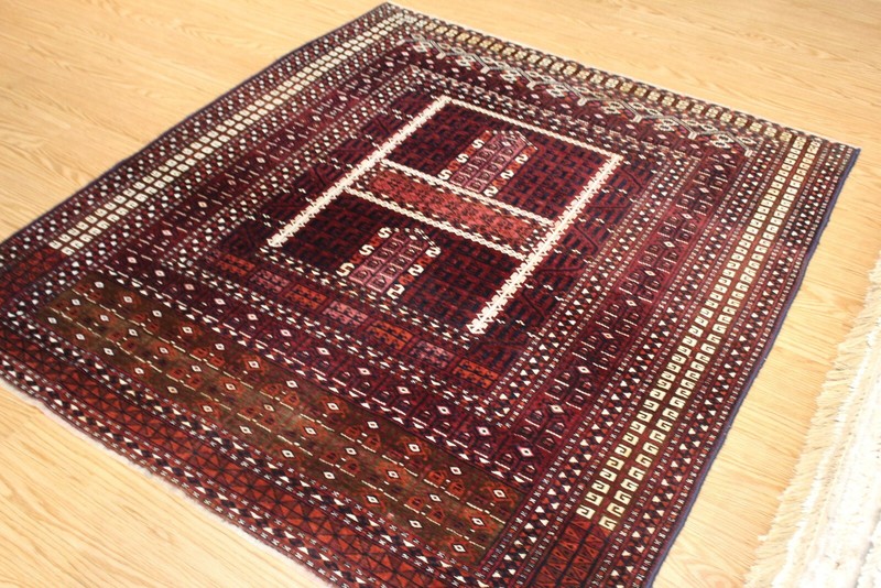 SILK & WOOL 5X6 FT. _ANTIQUE_TRIBAL_RUG_Tekke Turkmen Hatchli TORKMAN gallery