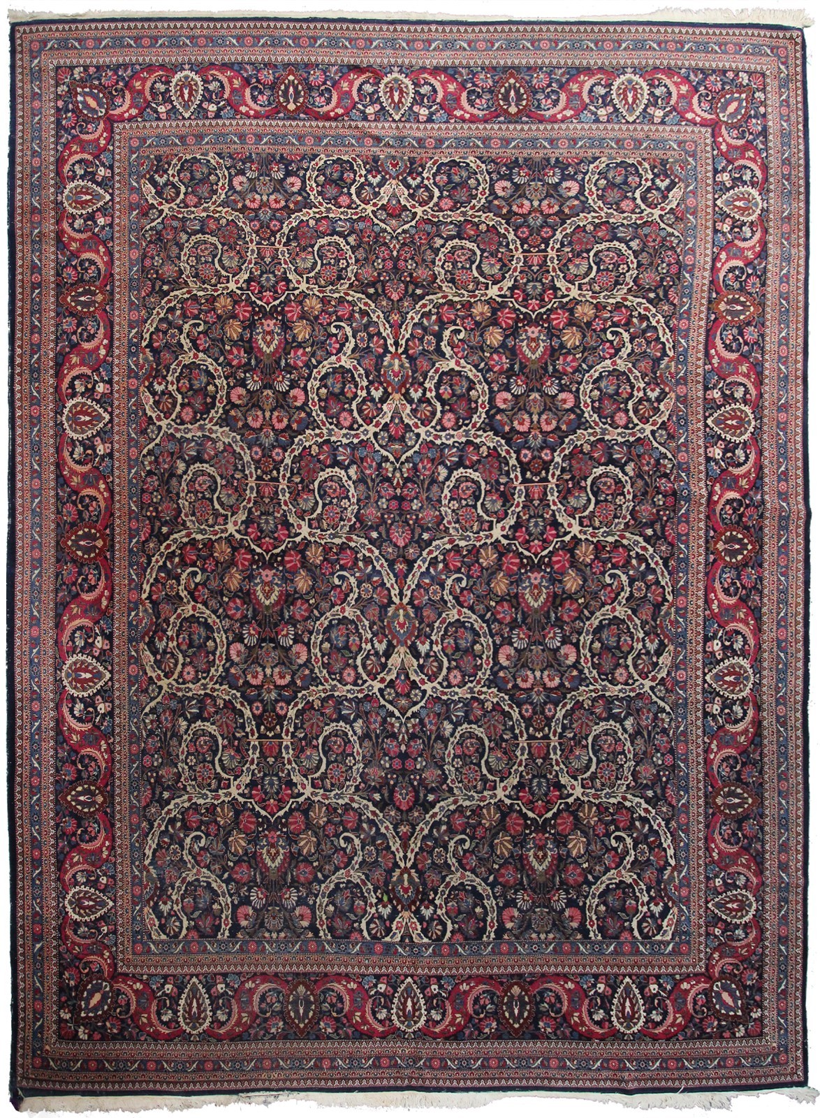 11X14 Rare Antique Traditional Rug Geometric Overall Blue 318cm x 412cm C.1880 gallery