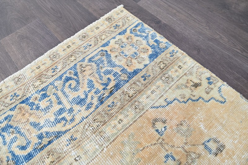 Vintage Turkish Runner Rug 2x7ft Wool Anatolian Handmade Hallway Oushak BEIGE gallery
