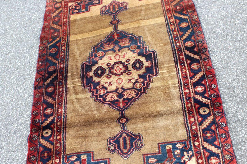 Medallion Geometric Vintage Turkish 3' 3" x 4' 8" Yellow Hand Knotted Area Rug gallery