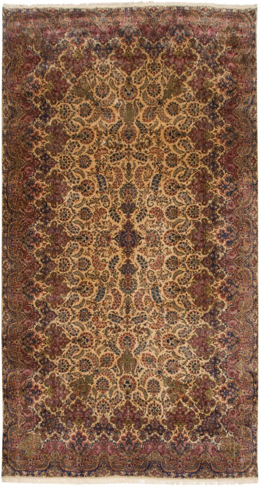RRA 12x22 Authentic Oriental Rug Semi-Antique Ivory & Rose Rug 11171