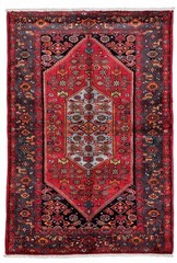 Vintage Hand Knotted Zanjan Wool Area Rug 5×7 Tribal Oriental Red Blue Geometric