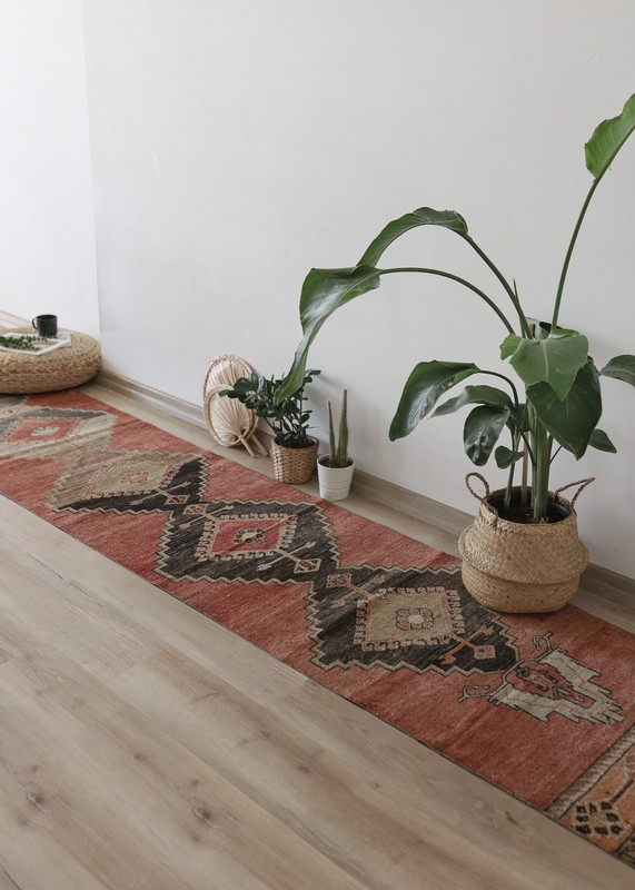 2x12 Vintage Oushak Runner Rug, Hand Knotted Wool Hallway Rug,Boho Runner, gallery