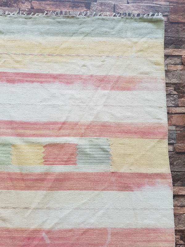 Vintage Handmade Turkish Stripped Wool Kilim Rug 234x160 cm gallery