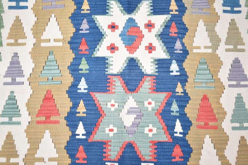 Turkish Rug 41'' x 67'' Vintage Flat Woven Kayseri Kilim Home Decor Wool Rug gallery