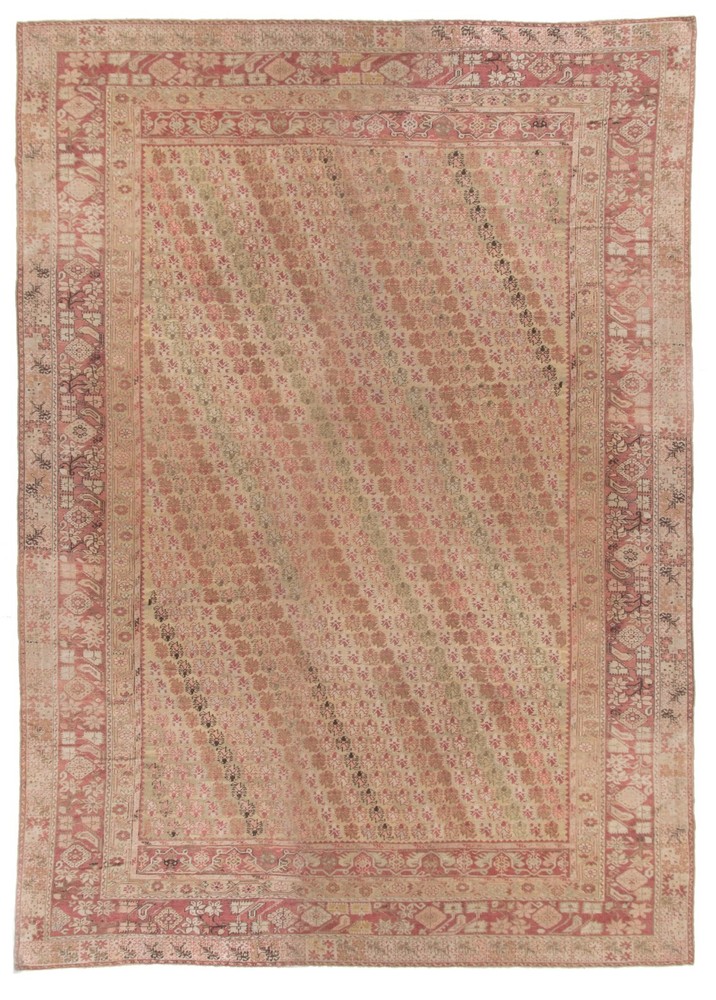 Antique Soft Peach Turkish Ghiordes Hand Knotted Rug 13'8 X 17'7 E21598