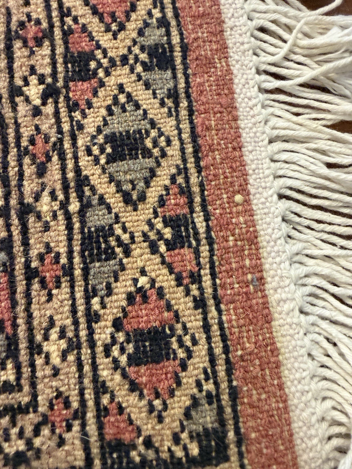 Vintage Hand Knotted Miniature Middle Eastern Wool Rug 12”x12” Dark Pink gallery