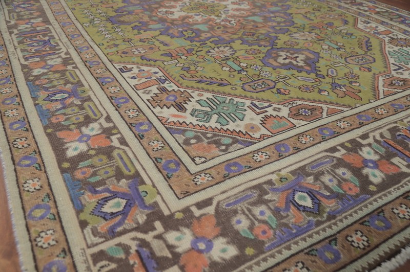 Light Green Geometric Over-Dyed Traditional Hand-knotted Rug Area Carpet 7x9 gallery