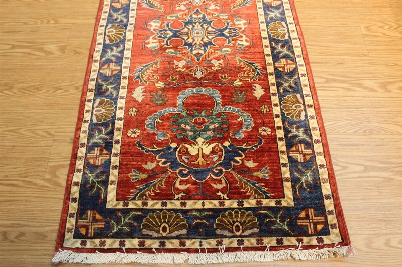 PRICE MARKED DOWN 19 ft. long Hall Runner Handmade TOP QUALITY Wool. Rust, blue, gallery