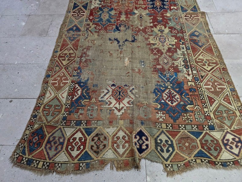 Antique Kuba Rug, Hand Knotted Azerbaijani, Old Tribal Carpet ,Geometric Rug gallery