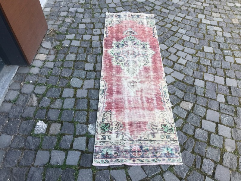 Turkish Vintage Rug Handmade Wool Rug Bohemian Runner Rug Home Rug 2,1 x 6,6 ft gallery