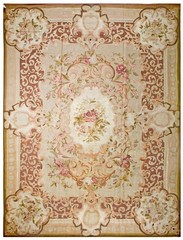 11’x14′ Antique Mid 19th Century Floral Napoleon III Design Flat Woven French