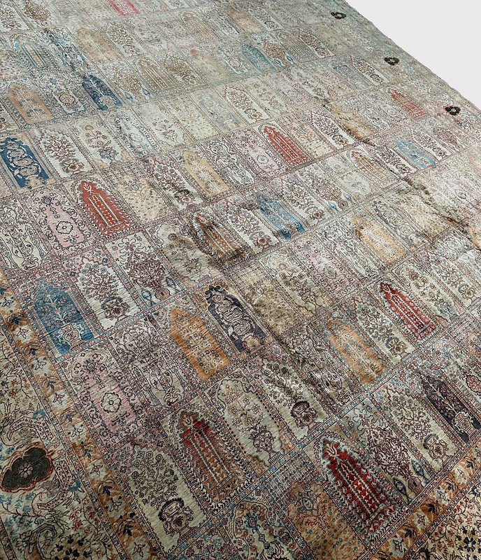 10x14 Antique Authentic Silk & Metal Turkish Hereke Fine Garden 295cm x 422 gallery