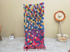 Moroccan Handmade Vintage Runner Rug2’6×6′ Berber Pastel Yellow & Red Cotton Rug