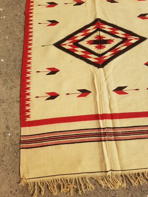 Antique Handwoven Mexican Serape Multicolor Indian Rug Wool Carpet 168x103 cm gallery