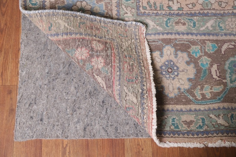 Vintage Muted Rust Floral Wool Tebriz Area Rug 10x13 Hand-made Room Size Carpet gallery