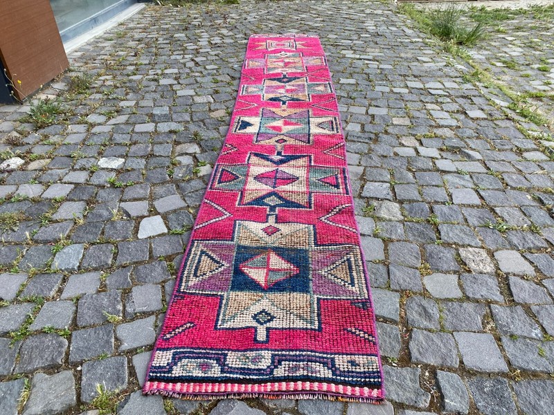 Bohemian rugs, Runner rug, Handmade, Turkish rug, Vintage, Wool | 1,8 x 11,2 ft gallery
