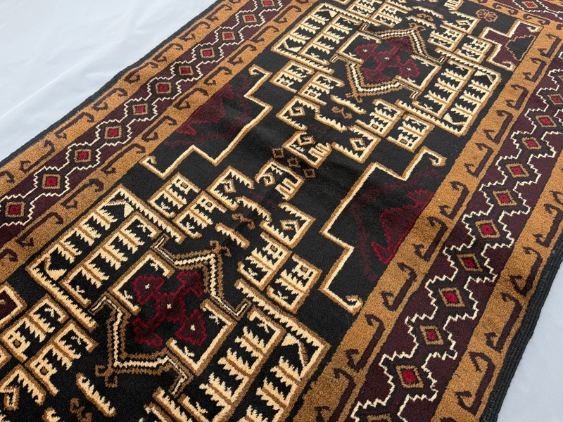 Fine Afghan Vintage Tribal Baluchi Rug 4x7 ft Hand Knotted Antique Oriental Rug gallery