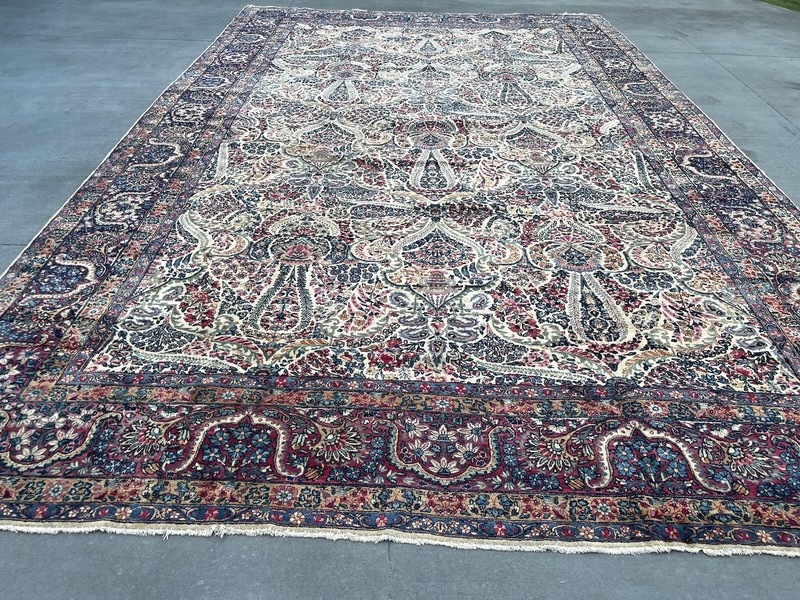 12x18 ANTIQUE LAVER KERMON HAND-KNOTTED CARPET, HISTORIC CARVED URNS, 2 SAMOVARS gallery