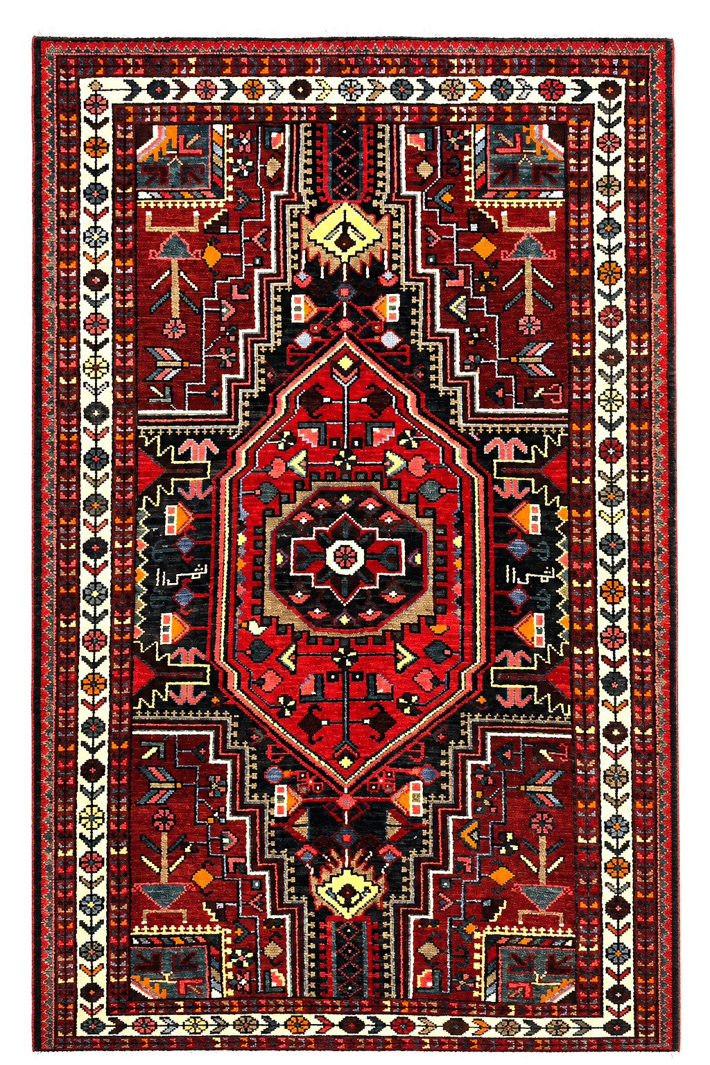 Vintage Tuyserkan Tribal Wool Rug 4x6 Hand Knotted Oriental Navy Blue Geometric gallery
