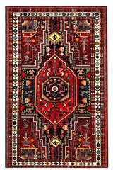 Vintage Tuyserkan Tribal Wool Rug 4×6 Hand Knotted Oriental Navy Blue Geometric