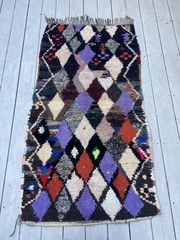 Vtg Purple Rug Moroccan Tribal Azilal Picasso Rug Post Modern Art 73x 39in