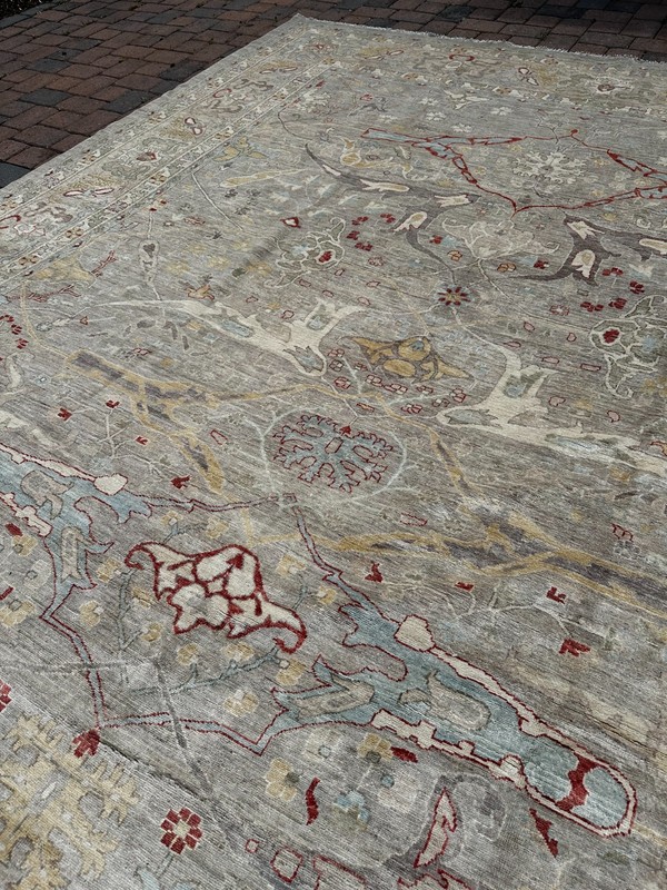 New Modern Afghan Oushak Handmade Rug, Muted Allover Abstract Design, 12x15 gallery